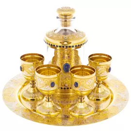 Набор для водки "Царский" с лазуритом, на 4 персоны, Златоуст