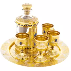 Набор для водки "Царский" с лазуритом, на 4 персоны, Златоуст