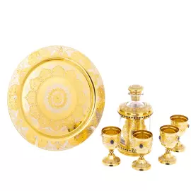 Набор для водки "Царский" с лазуритом, на 4 персоны, Златоуст