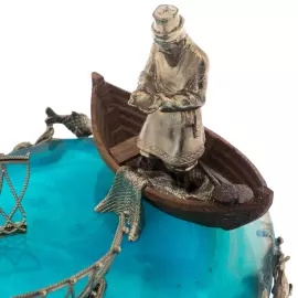 Икорница "Старик с неводом" с серебрением, Златоуст