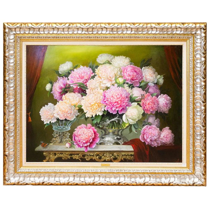 The author's oil painting "Peonies"