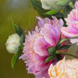Авторская картина маслом "Пионы"