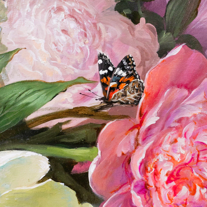 The author's oil painting "Peonies"
