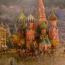 The author's oil painting "The Night Kremlin"