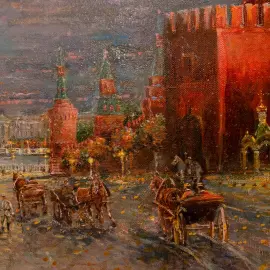 The author's oil painting "The Night Kremlin"