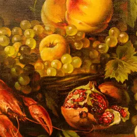 Авторская картина маслом "Натюрморт с фруктами"