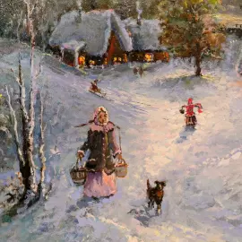 The author's oil painting "The Night before Christmas"