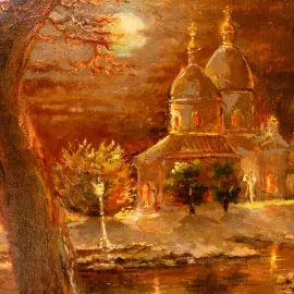 Oil painting "The Night before Christmas"