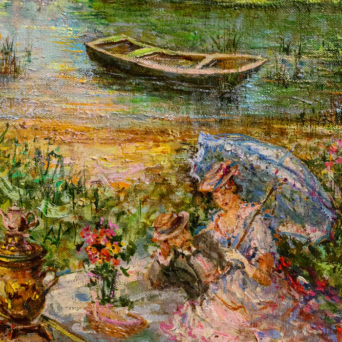 The author's oil painting "Ostankino Pond"