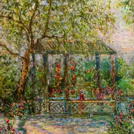 The author's oil painting "Ostankino Pond"