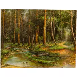 Author's oil painting "River in the forest"