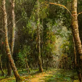 Author's oil painting "River in the forest"