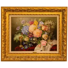 The author's oil painting "Peonies"