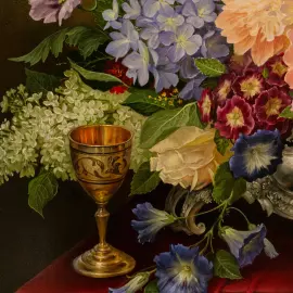 The author's oil painting "Peonies"