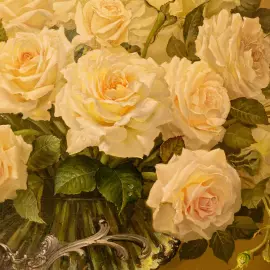 Author's oil painting "Fresh bouquet of roses"