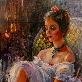 The author's oil painting "Ballerina in the dressing room"