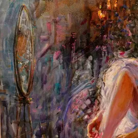 The author's oil painting "Ballerina in the dressing room"