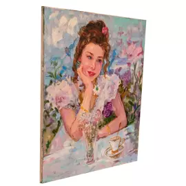 The author's oil painting "Girl with a cup of tea"