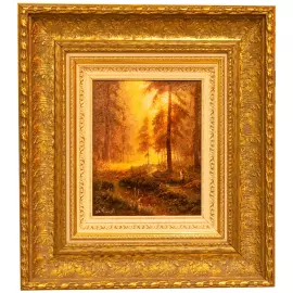 Author's oil painting "Morning in the forest"