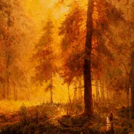 Author's oil painting "Morning in the forest"