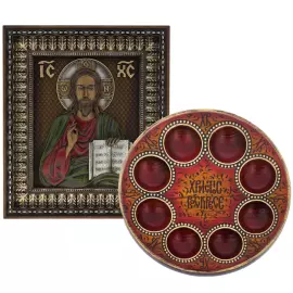 Набор подарочный "Господь Вседержитель" с иконой и тарелкой для яиц