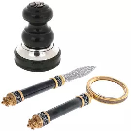 Набор подарочный "Кабинетный" с печатью, ножом и лупой