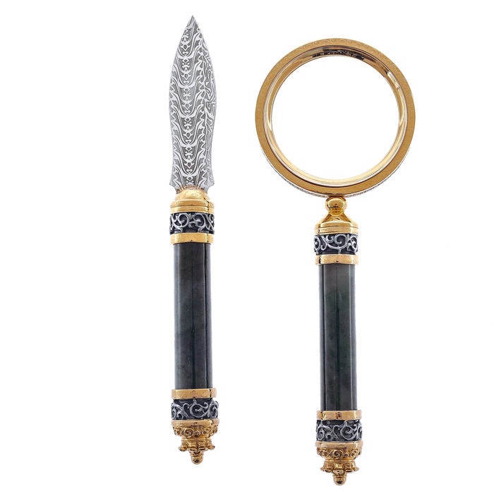 Cabinet gift set with seal, knife and magnifying glass