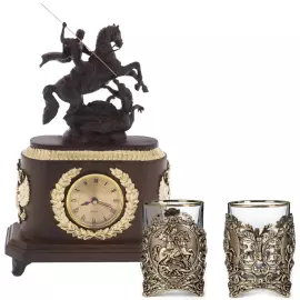 Набор подарочный "Георгий Победоносец" с часами и набором для виски