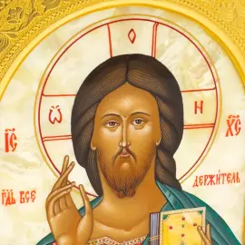 Венчальная пара на натуральном перламутре "Богоматерь Казанская и Икона Спаситель" Венчальная пара на натуральном перламутре "Богоматерь Казанская и Икона Спаситель"