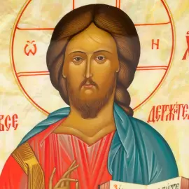 Венчальная пара на натуральном перламутре "Богоматерь Владимирская и Спаситель" Венчальная пара на натуральном перламутре "Богоматерь Владимирская и Спаситель"