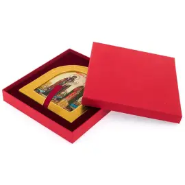 Икона с перламутром арочная "Пётр и Феврония" в золотой раме