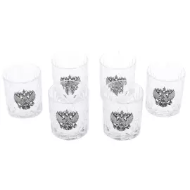 Set of vodka glasses "Coat of Arms of the Russian Federation" for 6 people