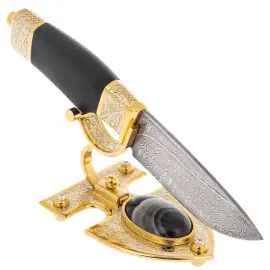 Нож "Власть" на подставке из агата, Златоуст Нож "Власть" на подставке из агата, Златоуст