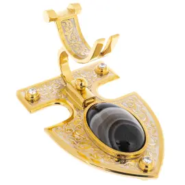 Нож "Власть" на подставке из агата, Златоуст Нож "Власть" на подставке из агата, Златоуст