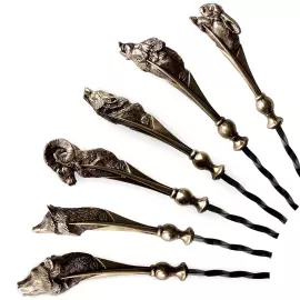 Набор авторских шампуров из бронзы "Охотничьи" на 6 персон