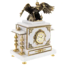 Часы-сейф из белого мрамора "Двуглавый орел"