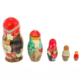 Матрешка деревянная на 5 мест "Домашняя" 15 см