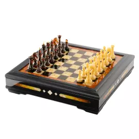 Шахматный ларец из мореного ясеня и янтаря "Аристократ"