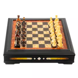 Шахматный ларец из мореного ясеня и янтаря "Аристократ"