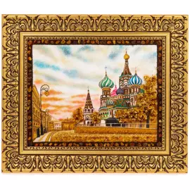 Картина из янтаря "Москва. Собор Василия Блаженного"
