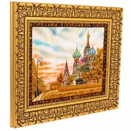 Картина из янтаря "Москва. Собор Василия Блаженного"