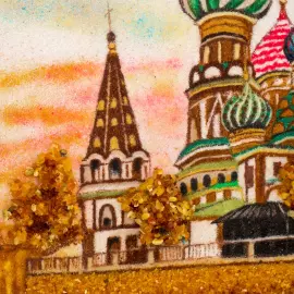 Картина из янтаря "Москва. Собор Василия Блаженного"