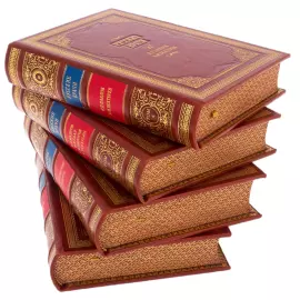 Книги в кожаном переплете "Русские врачи" 4 тома, на подставке