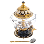 Egg bowl on sodalite "Poseidon" with metal lid, Zlatoust