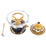Egg bowl on sodalite "Poseidon" with metal lid, Zlatoust