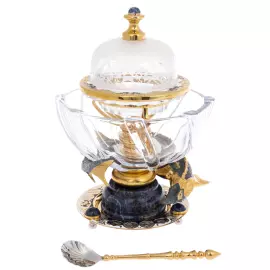 Икорница на содалите "Посейдон" со стеклянной крышкой, Златоуст