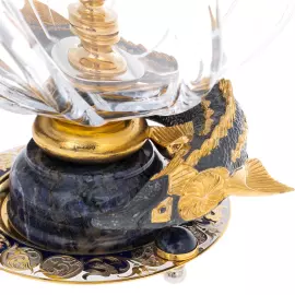 Икорница на содалите "Посейдон" со стеклянной крышкой, Златоуст