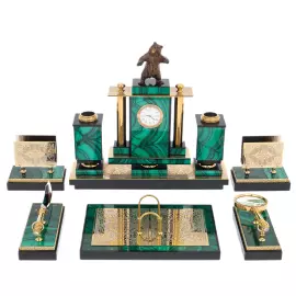 Malachite writing set "The Bear" Zlatoust