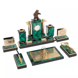 Malachite writing set "The Bear" Zlatoust