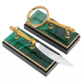 Malachite writing set "The Bear" Zlatoust